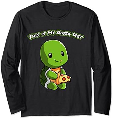 Unisex This is My Ninja Diet Pizza Turtle Long Sleeve T-Shirt XL: Black