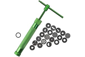 Darnell Nehemiah Metal Alloy Sugar Paste Extruder Craft Gun with 20 Tips Sugar Craft Fondant Cake Sculpture Polymer Clay Tool Perfect (Green)