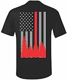Patriot Apparel Wildland Wild Fire Thin Red Line Firefighter T-Shirt Hotshots Design (X-Large, Black)