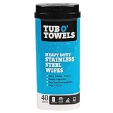 Tub O' Towels Stainless Steel Cleaning Wipes - Remove Fingerprints, Water Marks, Grease and Residue - Clean, Polish and Protect - 40 Count