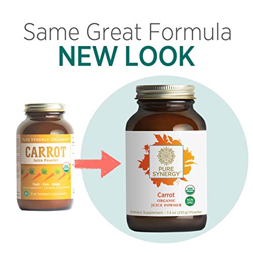 Pure Synergy USDA Organic Carrot Juice Powder (7.4 oz) USA Grown, Non-GMO