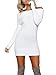 Simplee Apparel Women's Long Sleeve Off Shoulder Knitted Sweater Dress, White, One Size, Medium
