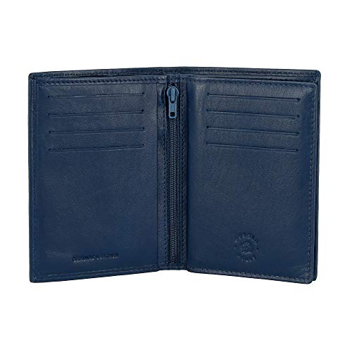 Nuvola Pelle Mens Vertical Wallet in Soft Leather Male Purse Credit Card Holder and Inner Zip Pocket