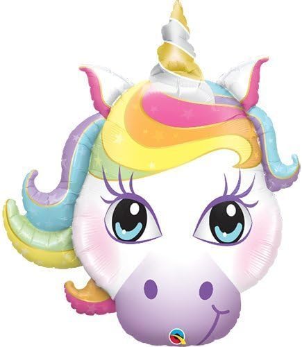 Unicorn Theme Decorations 2017 NEWEST 38" Jumbo Unicorn Face Shape Balloon by Qualatex from Fiesta Tribe