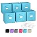 Royexe - Storage Cubes - (Set Of 6) Storage Baskets | Features Dual Handles & Label Window with 10 Label Cards | Cube Storage Bins | Foldable Fabric Closet Shelf Organizer (Blue)