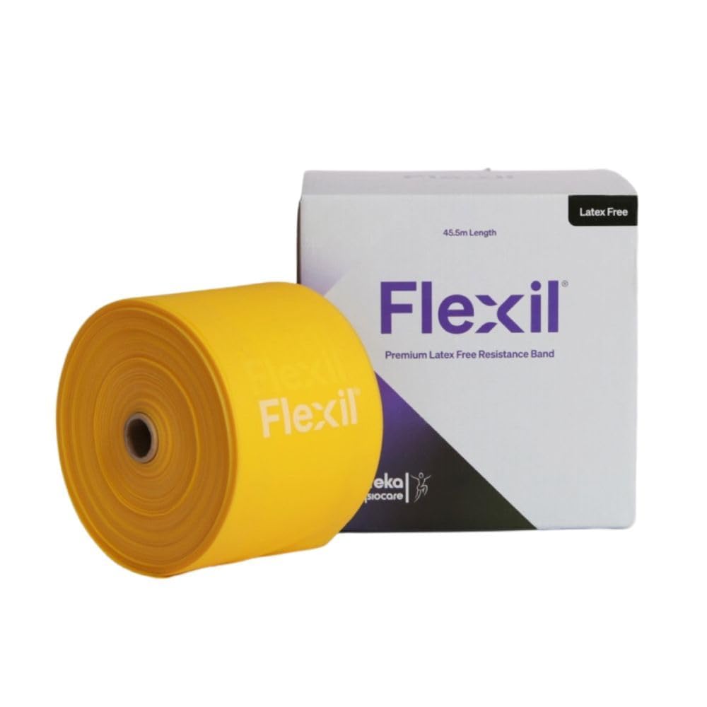 Flexil Resistance Band | 45.5M | Latex-Free | Yellow | Light | Home Gym Equipment | Strength Training and Physical Therapy - Tension Level Light