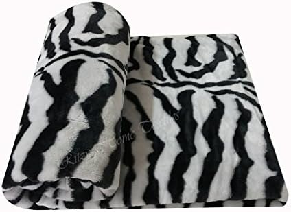 Faux fur throws fleece blanket mink animal sofa bed soft warm large (Zebra Skin Throw, Single)