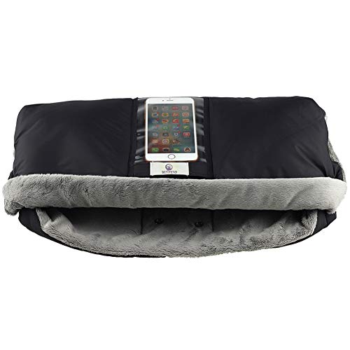 Fleece Stroller Hand Muff, BETITETO Winter Anti-Freeze Gloves for Baby Stroller Jogger Pram Water Resistant Warmer Gift for Parents and Caregivers (Black - Upgrade Version)