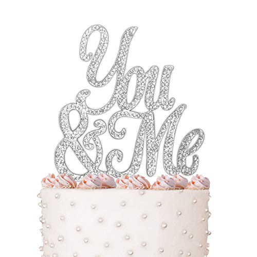 YOU&ME Romantic Crystal Silver Rhinestone Wedding, Anniversary or Vow Renewal Wedding Cake Topper Cake Decoration by FAJ - Thumbnail 6
