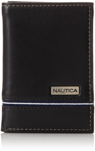 Nautica men s trifold wallet, black, one size