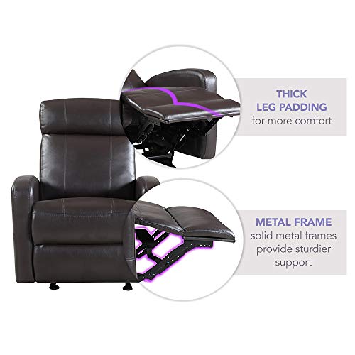 image for Casa Andrea Milano Brown Faux Leather Rocking Recliner Lounge Chair - 