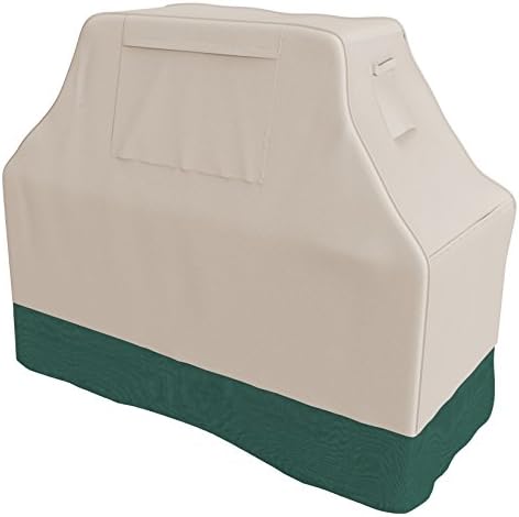 Professional Grade Heavy Duty BBQ Grill Cover by Pro Leisure Outdoor (Large Size, Beige/Hunter Green)