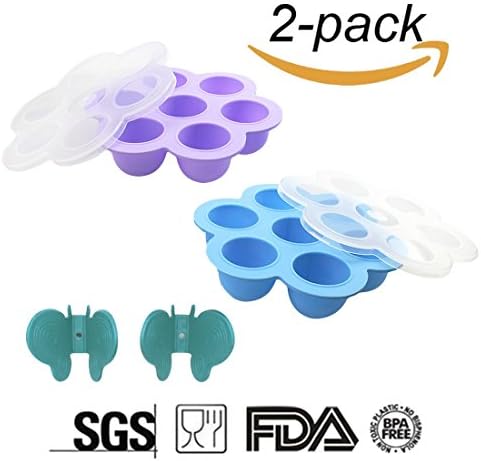 Silicone Egg Bites Molds for Instant Pot Accessories Homemade Baby Food Storage Container Tray with Silicone Clip-On Lid Muffin &amp; Cupcake Pans