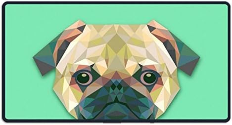 Perfect Gift - Extended Gaming Mouse Pad, Cute Funny Poly Pug Dog Green Mouse Pads, Water-Resistant, Non-Slip, Personality Desings Gaming Mouse Mat Style 29.5 X 15.7 X 0.12 In