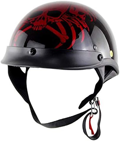 CCtoukui Harley Outdoor Sports Half Helmet - Motorcycle Helmet Personality Men And Women Models Refreshing Breathable Seasons/Red Black /,XL