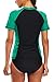 ALove Women Short Sleeve Rashguard Colorblock Swim Shirt UPF 50 Black L