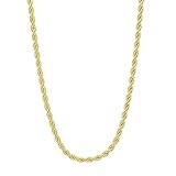 14k Gold Plated or Rhodium Plated Rope Chain or Bracelet - Your Choice of Color -> Width -> Length