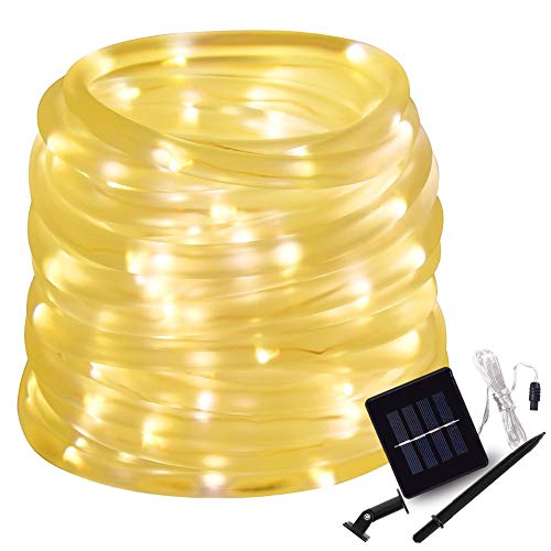 Solar Rope Led string lights 33ft 100LED Solar Powered Fairy Lights waterproof Decoration for Xmas,home,gardens,and parties.
