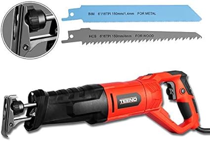 Teeno Scie Sabre 850w 0 2800 Rpm Avec Poignees Orientables Scie Egoine Universelle Led 2 Lames Bois 6t Hcs Metal 14t Bim Profondeur De Coupe Bois 180 Mm Metal 10 Mm Amazon Fr Bricolage