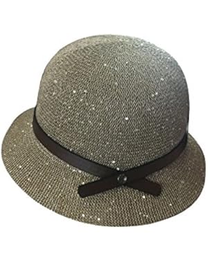 Women's Cotton Woven Sequined Round Bowler Hat 8 Choices