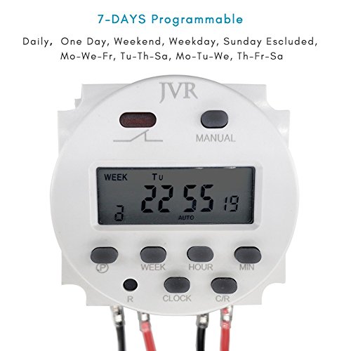 JVR 12V Timer Switch for Solar Lights Chicken Coop Door, Digital