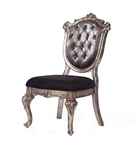 ACME Furniture 60542 Chantelle Side Chair Set of 2, Antique Platinum/Silver Gray Silk-Like Fabric