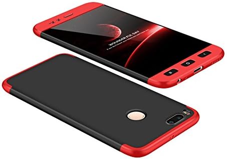 AddGuan Xiaomi Mi A1/5X Case,360°full body Protection Case, Three-in-one Ultra-thin PC Hard Shell Shock Protection Cover+Tempered Glass Screen Protector Suitable for Xiaomi Mi A1/5X (Red Black)