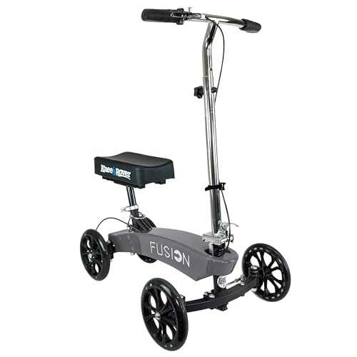 KneeRover Fusion Patented Knee Scooter with 4 Wheel Steering - Knee Walker for Adults for Foot Surgery, Broken Ankle, Foot Injuries - Heavy Duty Knee Rover Scooter for Broken Foot