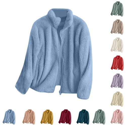 Womens Hoodies Women's Fleece Jacket Winter Warm Sherpa Lined Coat UK Plus Size Teddy Zip Up Hoodie Soft Fuzzy Oversized Jumper with Pocket Hooded Fleece
