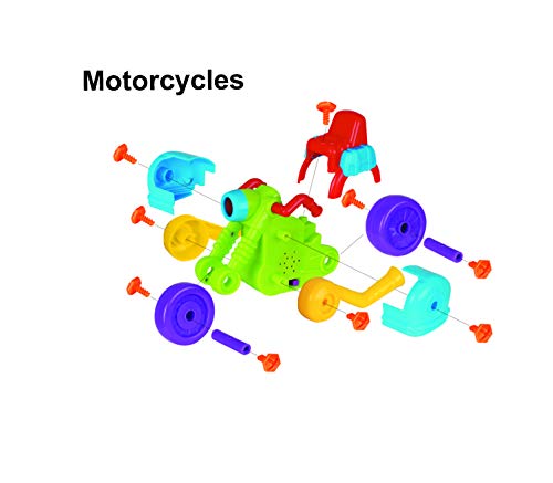 WolVol Take-A-Part Motorcycle Toy - Put Together Motorbike Construction Toys w/ Building Tools - Fun Motor Skill & STEM Learning Play Set for Kids
