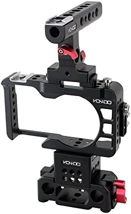 Hontoo Top Handle Camera Cage Kit for Sony A6300 with 15mm Rail Rod System (Cage with Metal Top Hand)