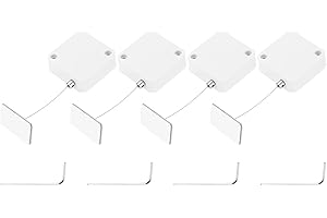 MECCANIXITY 3.3 ft Retractable Cable Lock with Adhesive Square Patch Remote Control Security Lock with Adjustable Cord Tether