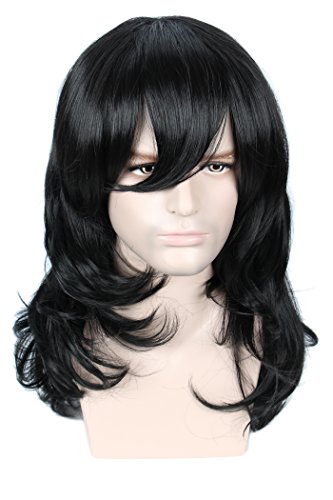 Linfairy Wave Cosplay Wig Halloween Costume Black Wig 48cm