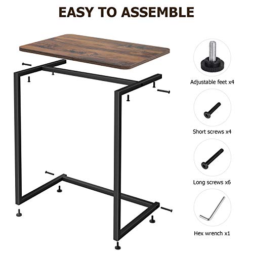 Homemaxs C Table Sofa Side End Table Vintage Accent Couch Table