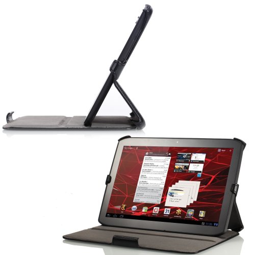 MoKo(TM) Slim-Fit Folio Cover Case with built-in Multi-Angle Stand for Motorola Xoom 2 DROID XYBOARD 10.1-Inch Media Edition Tablet MZ615 / MZ616, BLACK