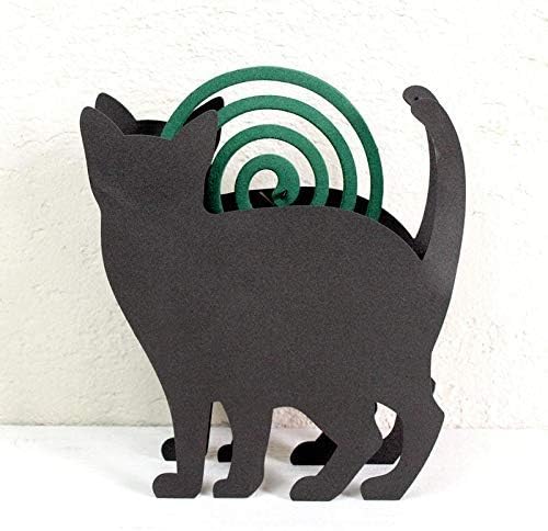 HaiZhiTong Cute Black cat Mosquito Repellent Metal Frame, Metal Coil Mosquito Repellent Furniture Decorative Jewelry Black Frame