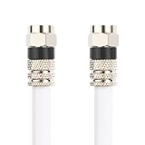Postta Digital Coaxial Cable(4 Feet) Quad Shielded White RG6 Cable with F-Male Connectors
