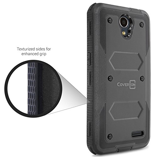 ZTE Maven 3 Case, ZTE Prestige 2 Case, ZTE Overture 3 Case, CoverON [Tank Series] Tough Hybrid Hard Armor Protective Phone Cover Case For ZTE Prestige 2 / Maven 3 / Overture 3 - Black / Black - Thumbnail 7