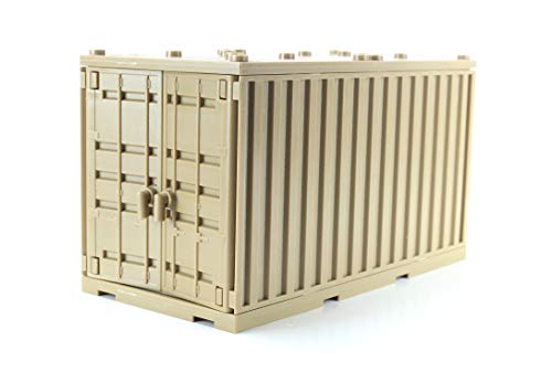 Dark Tan Cargo Shipping Container Compatible with Toy Brick Minifigures