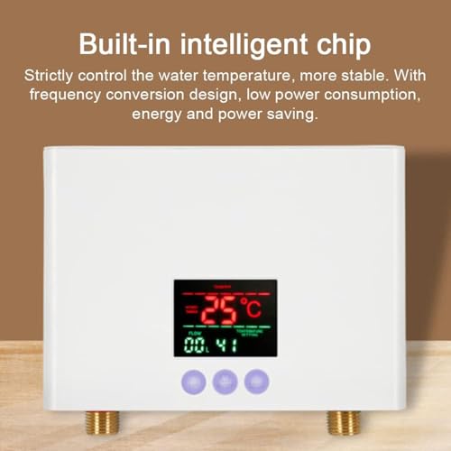 Saraele Electric water heater, Instant Water Heater 3KW Mini Electric Tankless Water Heater Wall-Mounted with LED Display 3-Level Temperature Adjustment Remote Control for Home Kitchen Bathroom
