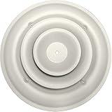 Speedi-Grille SG-RCR 06 6-Inch Round White Ceiling Air Vent Register with Fixed Cone Diffuser and Bowtie Damper