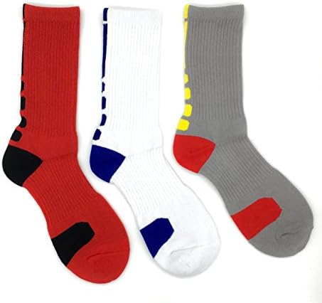SpankY Men's Athletic Patterned Cushioned Crew Socks Basketball Performance Series 2 (3-Pack)