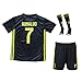 #7 Cristiano Ronaldo Home Kid Soccer Jersey & Matching Shorts Set 2018/2019 (Black (Juve), Youth XL (12-13 Years Old))