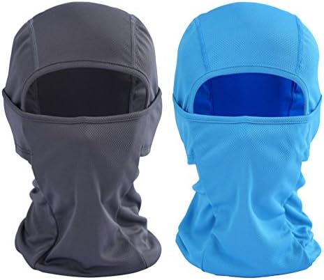 UwantC 2Pack Balaclava Motorcycle Tactical Skiing Face Mask Windproof Winter Hat,Gray and Sky blue