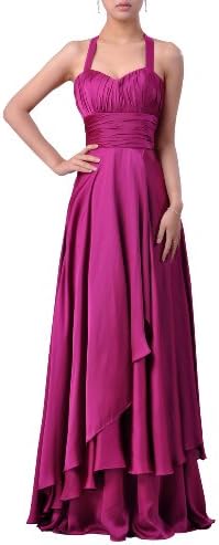 Stretch Satin Empire A-line Halter Special Occasion Long Bridesmai Evening Dress , Color Dusty Rose ,24W
