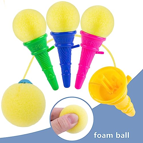 3 otters 24PCS Ice Cream Shooters Toys, Ice Cream Toys for Kids 4 Inch Ice Cream Foam Ball Launcher for Carnival Prizes Birthday Party Favors