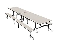 Palmer Hamilton 63T11293012-WNB Model 63T Mobile Folding Table with Bench, Torsion Lift, Black Frame, 29'' Height, 30'' Width, 144'' Length, White Nebula, Black Trim