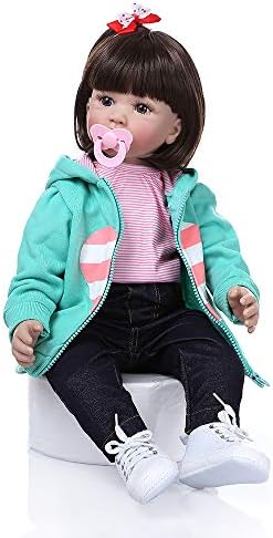 赤ちゃん人形 可愛い 癒し リボーンドール プレゼント お座り可能 服着せ替え シリコーン製 出産祝い 知育玩具 贈り物 60cm 磁気おしゃぶりと洋服付き お誕生日祝い