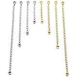 MOWOM Silver Gold 8 PCS 2~6 inch Stainless Steel Bracelet Necklace Extenders Set