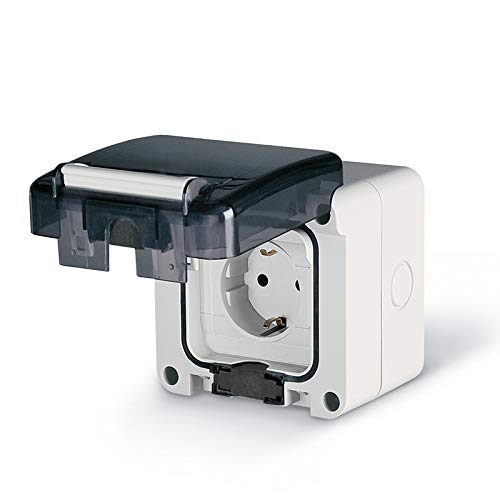 Aufputz oder Unterputz Schuko Feuchtraum Steckdose IP66 Hergestellt in der EU mit passende Stecker (Aufputz ohne… – Bild 5